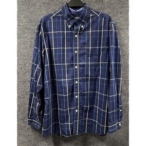 Chaps‎ Shirt Mens Large Blue Plaid Stretch Easy Care Button Down Long Sleeve